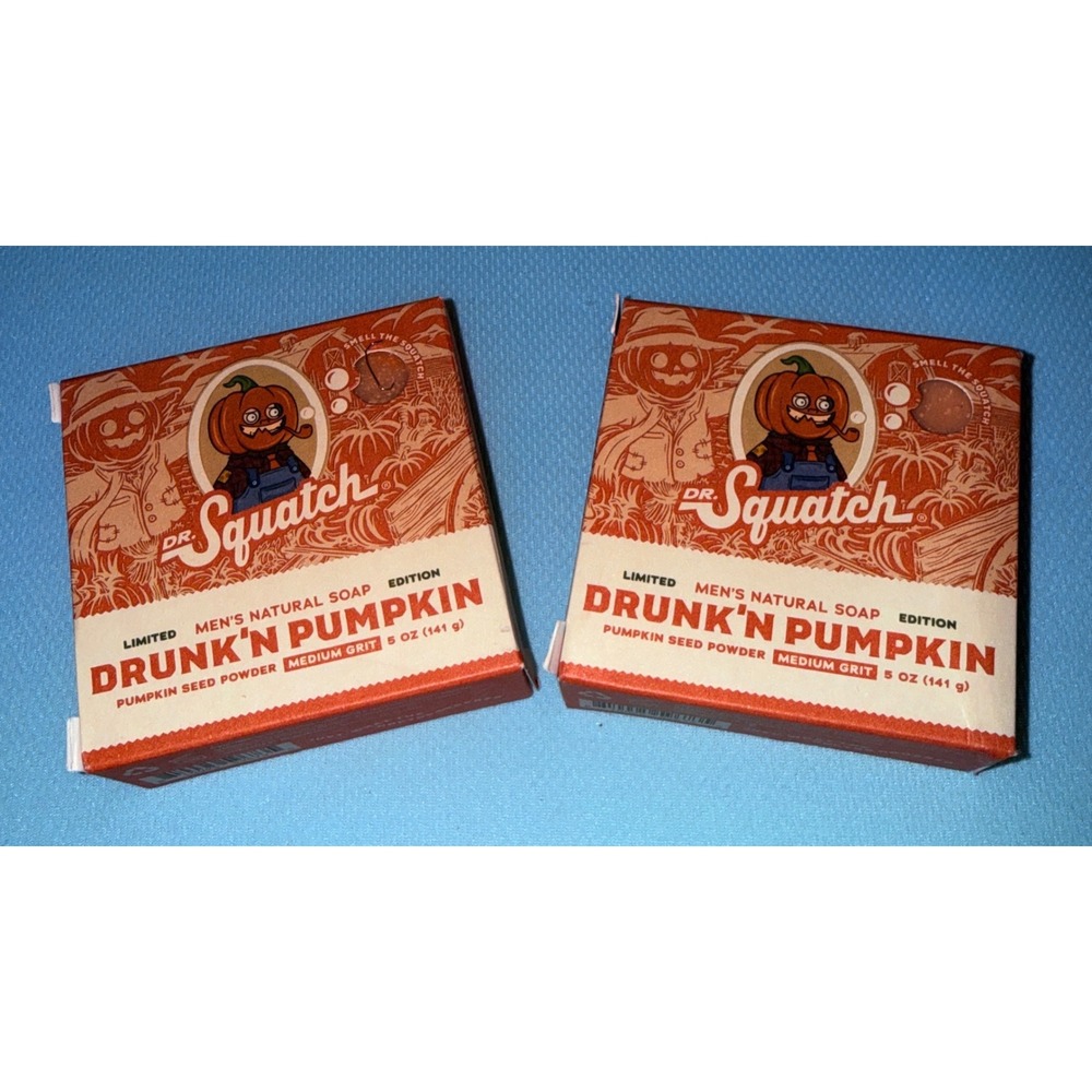 Dr. Squatch Drunk'n Pumpkin Soap Men 5oz 2-Pk NEW Limited Edition Medium Grit